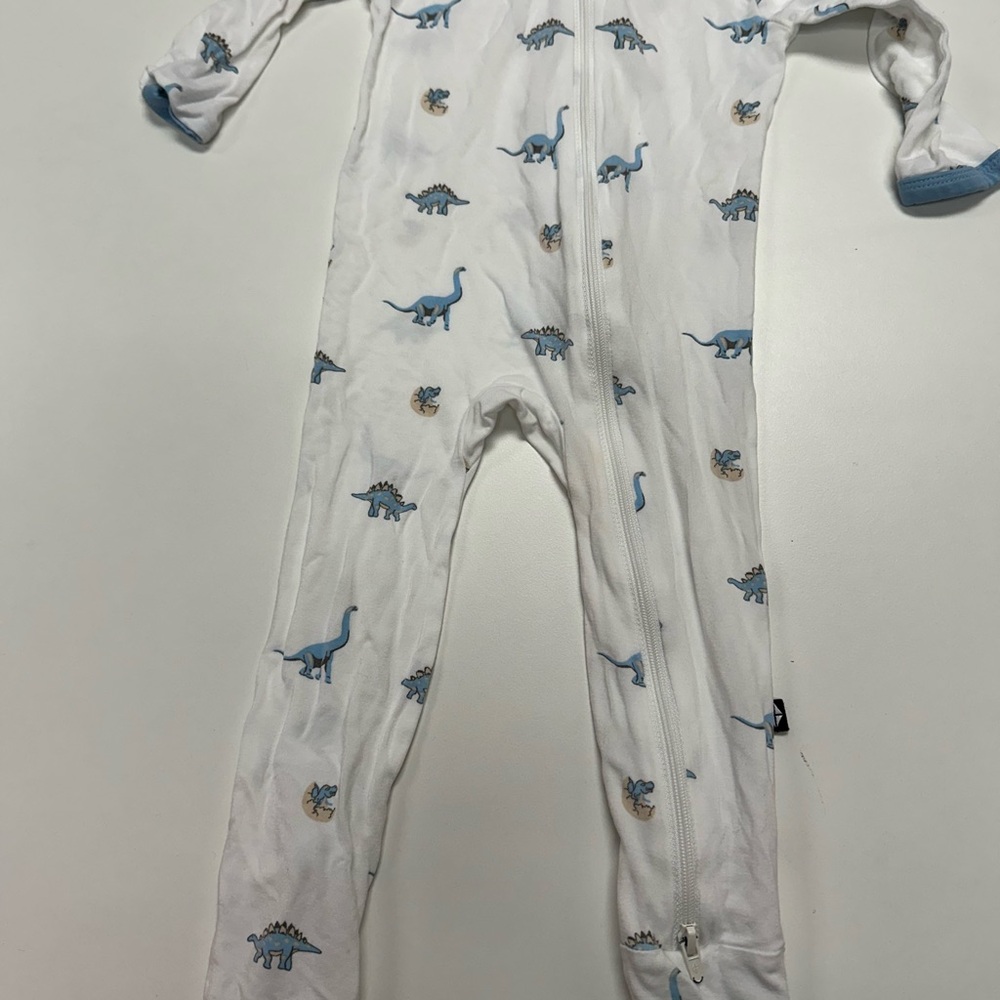 Kids Dinosaur Print One Piece Pajama - White and Blue